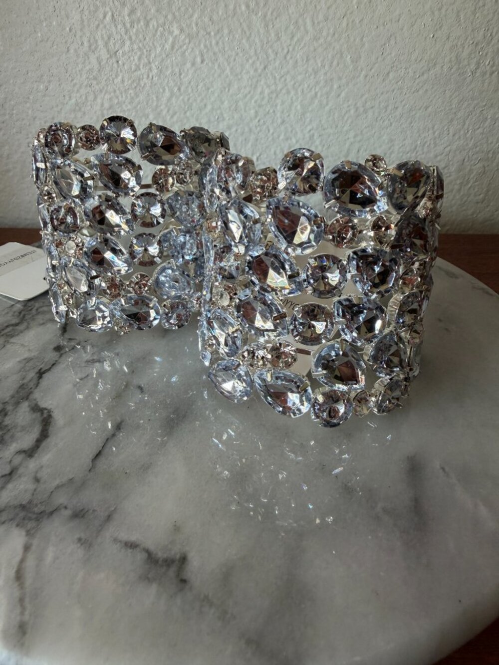 Marilyn Monroe Rhinestone Cuff Bracelets Set Silver Crystal Costume Glam